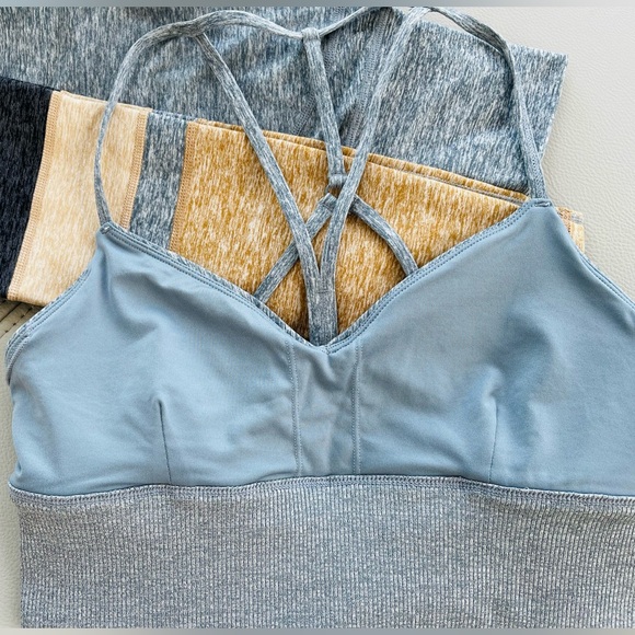 NWOT ALO Yoga Alosoft 2-Piece SET MED Bra Top + XXS Legging in Blue-Gray Heather - Picture 9 of 16